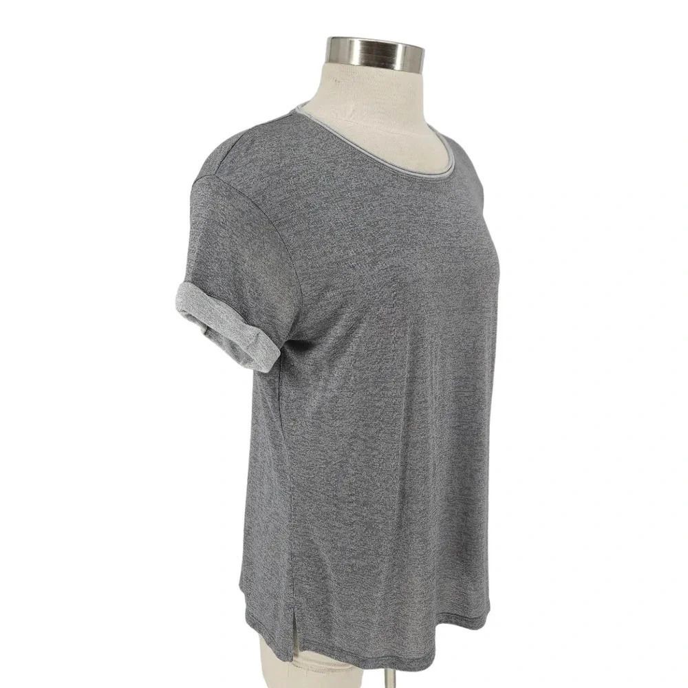 Vince Tee Shirt Gray Rolled Cuffed Short Sleeve Lightweight Top - Picture 2 of 4